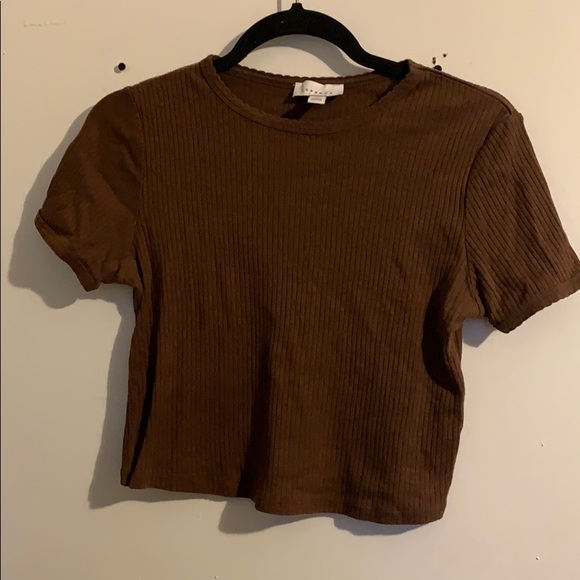 Size 8 Top Shop Brown Crop Tee - Picture 2 of 4